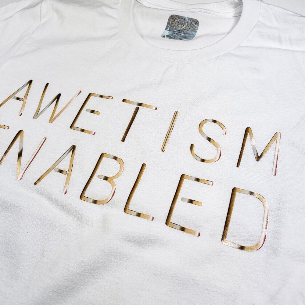 AWETISM ENABLED T-Shirt Men's Unisex Autism Support Awareness White  AWE3001-100 - Picture 6 of 9